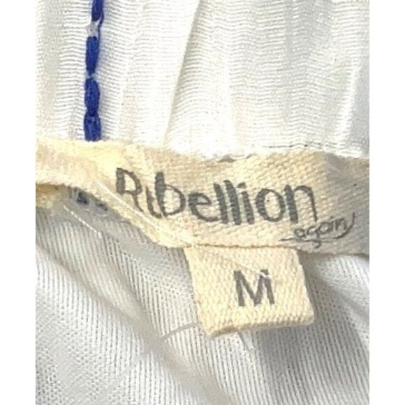 Rebellion Milos Off The Shoulder Embroidered Boho Peasant Dress M Lined White - Picture 9 of 11